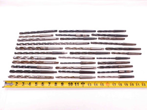 32pc LOT OF HSS MORSE TAPER #1 TWIST DRILL BITS VARIOUS SIZES AND LENGTHS MT1 - BR10827CT2