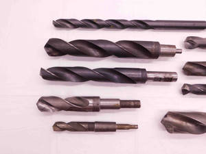 9pc LOT OF REDUCED SHANK / MODIFIED SHANK HSS DRILL BITS VARIOUS SIZES AND TYPES