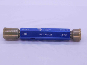 NEW 5/8 28 UN 2B VERMONT THREAD PLUG GAGE .625 GO NO GO P.D.'S = .6018 & .6067 - DW37738VTG