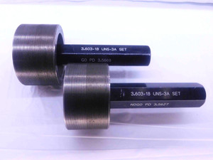 3.603 18 UNS 3A SET THREAD PLUG GAGE 3.6030 GO NO GO P.D.'S = 3.5669 & 3.5627 - DW37764OB5