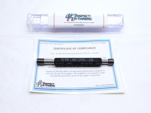 NEW 5/16 40 UNS 2B THREAD PLUG GAGE .3125 GO NO GO P.D.'S = .2963 & .3002 CHECK - DW37843MSAF