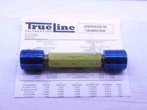 CERTIFIED 1 7/16 18 NEF 2A SET THREAD PLUG GAGE 1.4375 GO NO GO = 1.3999 1.3949 - DW37848TLC