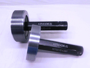 4 3/8 8 ACME 2G THREAD PLUG GAGE 4.375 4.3750 GO NO GO P.D.'S = 4.3125 & 4.3357 - DW38108DG5