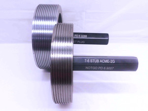 7" 6 STUB ACME 2G SET THREAD PLUG GAGE 7.0 GO NO GO P.D.'S = 6.9288 & 6.9007 - DW38132DG5