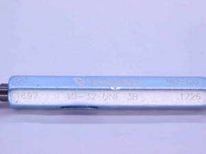 10 32 UNF 3B VERMONT THREAD PLUG GAGE #10 .190 GO NO GO P.D.'S = .1697 & .1726 - DW38152CR5
