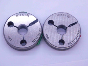 NEW M12 X 1 6g VERMONT THREAD RING GAGES 12 1.0 GO NO GO PD'S = 11.324 & 11.206 - DW38188VTG