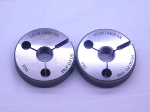 NEW 1/2 28 UNEF 3A VERMONT THREAD RING GAGES .5 GO NO GO P.D.'S = .4768 & .4740 - DW38189VTG