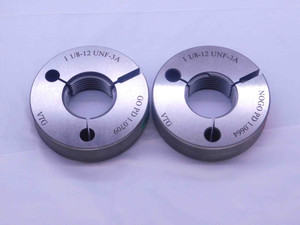 NEW 1 1/8 12 UNF 3A VERMONT THREAD RING GAGES 1.125 GO NO GO = 1.0709 & 1.0664 - DW38191VTG