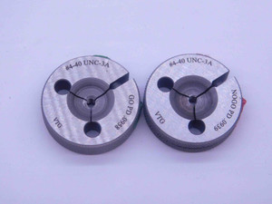NEW 4 40 UNC 3A VERMONT THREAD RING GAGES #4 .112 GO NO GO PD'S = .0958 & .0939 - DW38196VTG