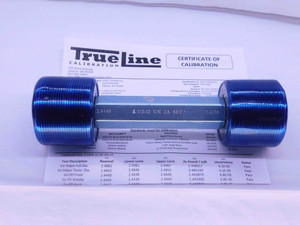 CERTIFIED 2 1/2 12 UN 2A VERMONT SET THREAD PLUG GAGE 2.5 GO NO GO 2.4440 2.4378 - DW38479TLC