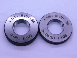 NEW 1 1/4 16 UN 2A SOLID THREAD RING GAGES 1.25 GO NO GO PD'S = 1.2079 & 1.2028 - DW38480MSAF