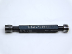 NEW G1/4 19 BSPP PIPE THREAD PLUG GAGE 1/4 .25 GO NO GO P.D.'S = 12.301 & 12.426 - DW38732MSAF