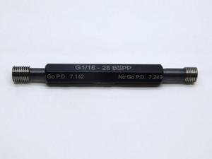 NEW G1/16 28 BSPP PIPE THREAD PLUG GAGE 1/16 .0625 GO NO GO PD'S = 7.142 & 7.249 - DW38733MSAF