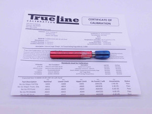CERTIFIED 1/2 20 UNF 3A LEFT HAND SET THREAD PLUG GAGE .5 NO GO ONLY PD = .4643 - DW38734TLC