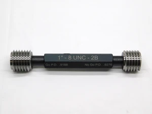 NEW 1" 8 UNC 2B THREAD PLUG GAGE 1.0 1.00 1.000 GO NO GO P.D.'S = .9188 & .9276 - DW38822MSAF