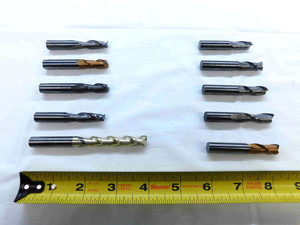 10pcs LOT OF ASSORTED CARBIDE END MILLS AROUND 3/8" O.D. SQUARE 2 FLUTES .375 - JG1077CG5