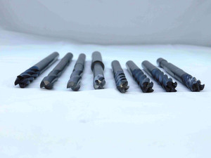 8pcs LOT OF ASSORTED CARBIDE END MILLS AROUND 3/8" O.D. LONG REACH .375 .3750 - JG1080CG5