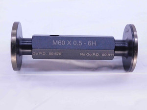 NEW M60 X .5 6H METRIC THREAD PLUG GAGE 60 0.5 GO NO GO P.D.'S = 59.675 & 59.811 - DW39235MSAF