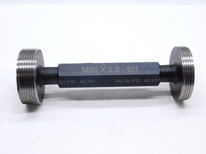NEW M50 X 2 6H METRIC THREAD PLUG GAGE 50 2.0 GO NO GO P.D.'S = 48.701 & 48.937 - DW39259MSAF
