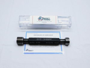 NEW G1/2 14 BSPP PIPE THREAD PLUG GAGE .5 .50 GO NO GO P.D.'S = 19.793 & 19.935 - DW40212MSAF