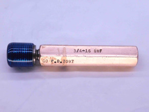 3/4 16 UNF SPECIAL THREAD PLUG GAGE .75 .750 GO ONLY P.D. = .7097 2B OR 3B CHECK - DW40274OB6