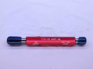 7/16 20 UNJF 3B THREAD PLUG GAGE .4375 GO NO GO P.D.'S = .4050 & .4091 CHECK - DW40401AR6