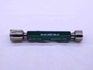 NEW 3/4 20 UNEF 2B LEFT HAND THREAD PLUG GAGE .75 GO NO GO PDS= .7175 & .7232 LH - DW40464GFG