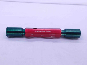 7/8 16 UNJ 3A SPECIAL SET THREAD PLUG GAGE .875 GO NO GO P.D.'S = .8294 & .8258 - DW40475AR6