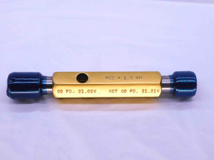 M22 X 1.5 6H METRIC THREAD PLUG GAGE 22 GO NO GO P.D.'S = 21.026 & 21.216 CHECK - DW40493SLW