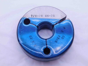 7/8 28 UN 2A THREAD RING GAGE .875 .8750 GO ONLY P.D. = .8506 INSPECTION CHECK - DW40612LVR