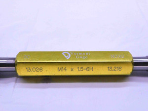 M14 X 1.5 6H EXTRA LONG GO VERMONT THREAD PLUG GAGE 14 GO NO GO = 13.026 13.216 - DW40802AA6