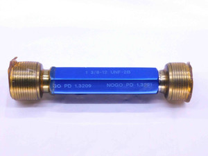 1 3/8 12 UNF 2B THREAD PLUG GAGE 1.375 1.3750 GO NO GO P.D.'S = 1.3209 & 1.3291 - DW40946LVR