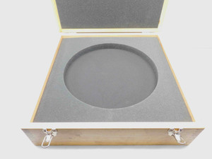 WOODEN FOAM PADDED STORAGE CASE WITH WORKING LATCHES 19.75" X 19.75" X 6.5" 