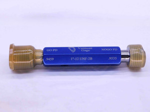 NEW 1" 12 UNF 2B VERMONT THREAD PLUG GAGE 1.0 GO NO GO P.D.'S = .9459 & .9535 - DW40973VTG