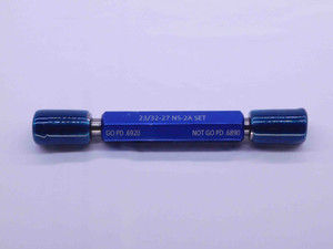 23/32 27 UNS 2A SPECIAL SET THREAD PLUG GAGE .7187 GO NO GO PD'S = .6920 & .6890 - DW41096BB6