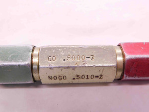 .5000 & .5010 CLASS Z PIN PLUG GAGE GO NO GO ONSIZE 1/2 12.725 mm .500 .501 - NS6307CH5
