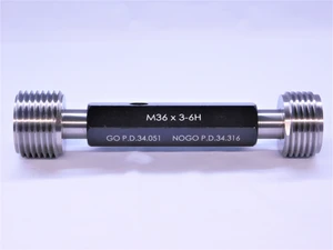 NEW M36 X 3 6H METRIC THREAD PLUG GAGE 36.0 3.0 GO NO GO P.D.'S= 34.051 & 34.316