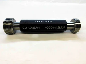 NEW M30 X 2 6H METRIC THREAD PLUG GAGE 30.0 2.0 GO NO GO PD'S = 28.701 & 28.925