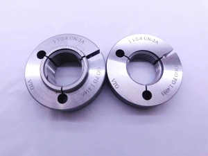NEW 1 1/2 8 UN 2A VERMONT THREAD RING GAGES 1.5 GO NO GO PD'S = 1.4166 & 1.4093 - DW41207VTG