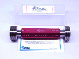 NEW M35 X 1.5 6H METRIC THREAD PLUG GAGE 35.0 1.50 GO NO GO PD'S 34.026 & 34.226