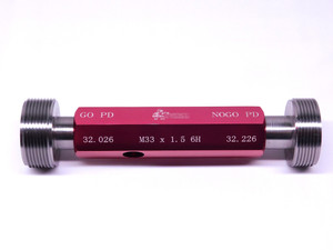 NEW M33 X 1.5 6H METRIC THREAD PLUG GAGE 33.0 1.50 GO NO GO PD'S 32.026 & 32.226