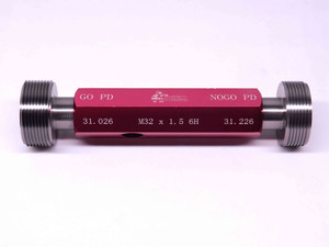 NEW M32 X 1.5 6H METRIC THREAD PLUG GAGE 32.0 1.50 GO NO GO PD'S 31.026 & 31.226