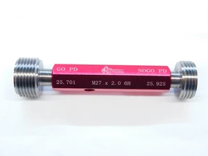 NEW M27 X 2.0 6H METRIC THREAD PLUG GAGE 27.0 2 GO NO GO P.D.'S= 25.701 & 25.925