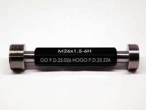 NEW M26 X 1.5 6H METRIC THREAD PLUG GAGE 26.0 1.50 GO NO GO PD'S 25.026 & 25.226