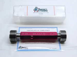 NEW M26 X 1.5 6H METRIC THREAD PLUG GAGE 26.0 1.50 GO NO GO PD'S 25.026 & 25.226