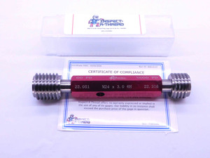 NEW M24 X 3.0 6H METRIC THREAD PLUG GAGE 24.0 3 GO NO GO PD'S = 22.051 & 22.316