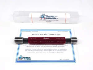 NEW M12 X 1.5 6H METRIC THREAD PLUG GAGE 12.0 1.50 GO NO GO PD'S 11.026 & 11.216