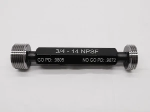 NEW 3/4 14 NPSF PIPE THREAD PLUG GAGE .75 GO NO GO P.D.'S = .9805 & .9872 2B - DW41383MSAF