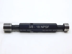 NEW 3/8 18 NPSF PIPE THREAD PLUG GAGE .375 GO NO GO P.D.'S = .6205 & .6257 2B - DW41384MSAF