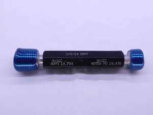 1/2 14 BSPP PIPE THREAD PLUG GAGE .5 .50 GO NO GO P.D.'S = 19.793 & 19.935 G1/2 - DW41445CH5